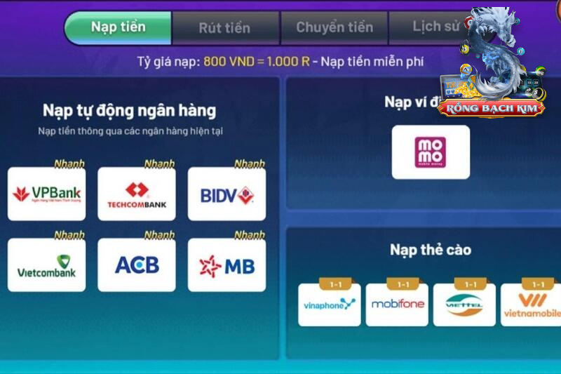 Nạp tiền đơn giản, dễ dàng