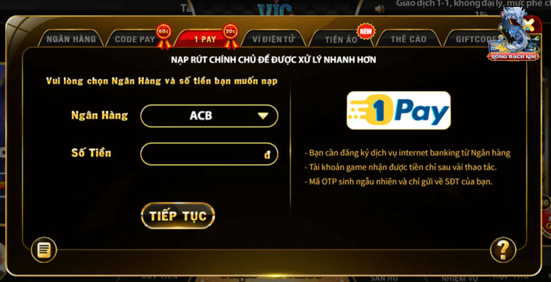 Hướng dẫn nạp tiền cổng game đơn giản