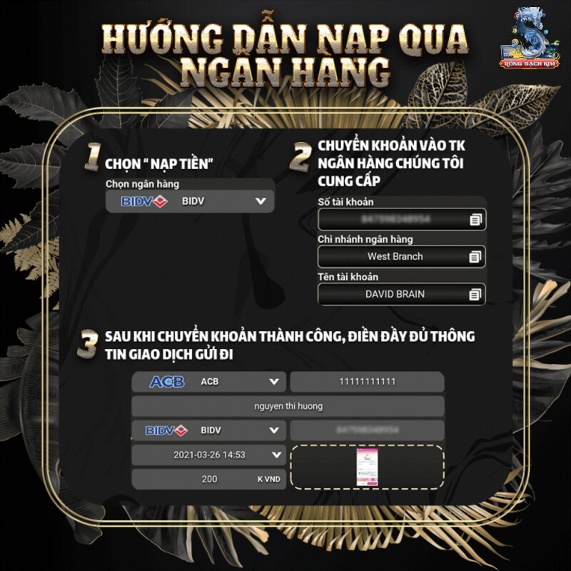 Nạp/ rút tiền chỉ tại app game với vài thao tác đơn giản