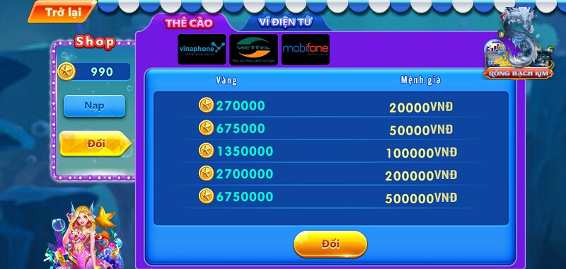 Quy đổi tiền thưởng trong cổng game thành thẻ cào điện thoại